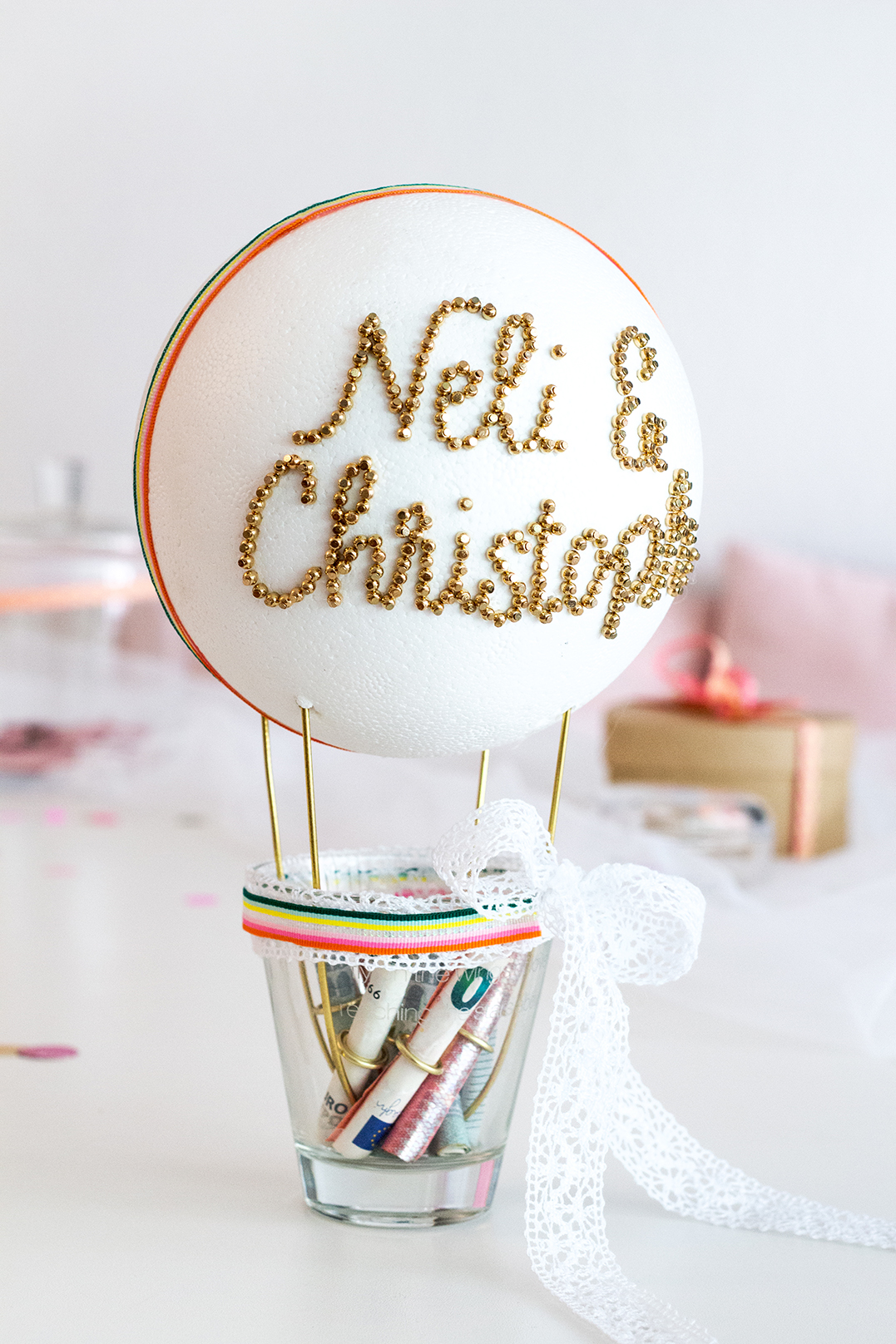 Geldgeschenk Ideen Zur Hochzeit Diy Ballon Gravierte Sektglaser