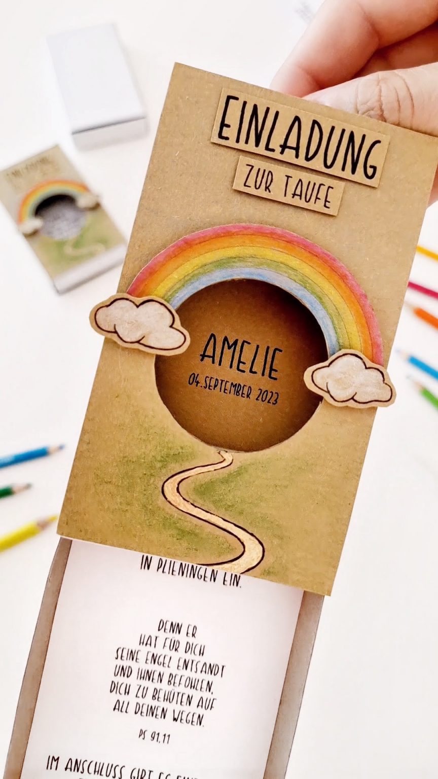 KEÏNELS Originelle Tauf-Einladungskarten Für Mädchen – Set Mit 32 Karten In Hellblau