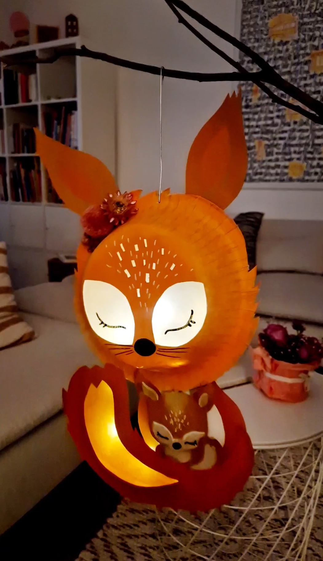 Fox lantern with baby