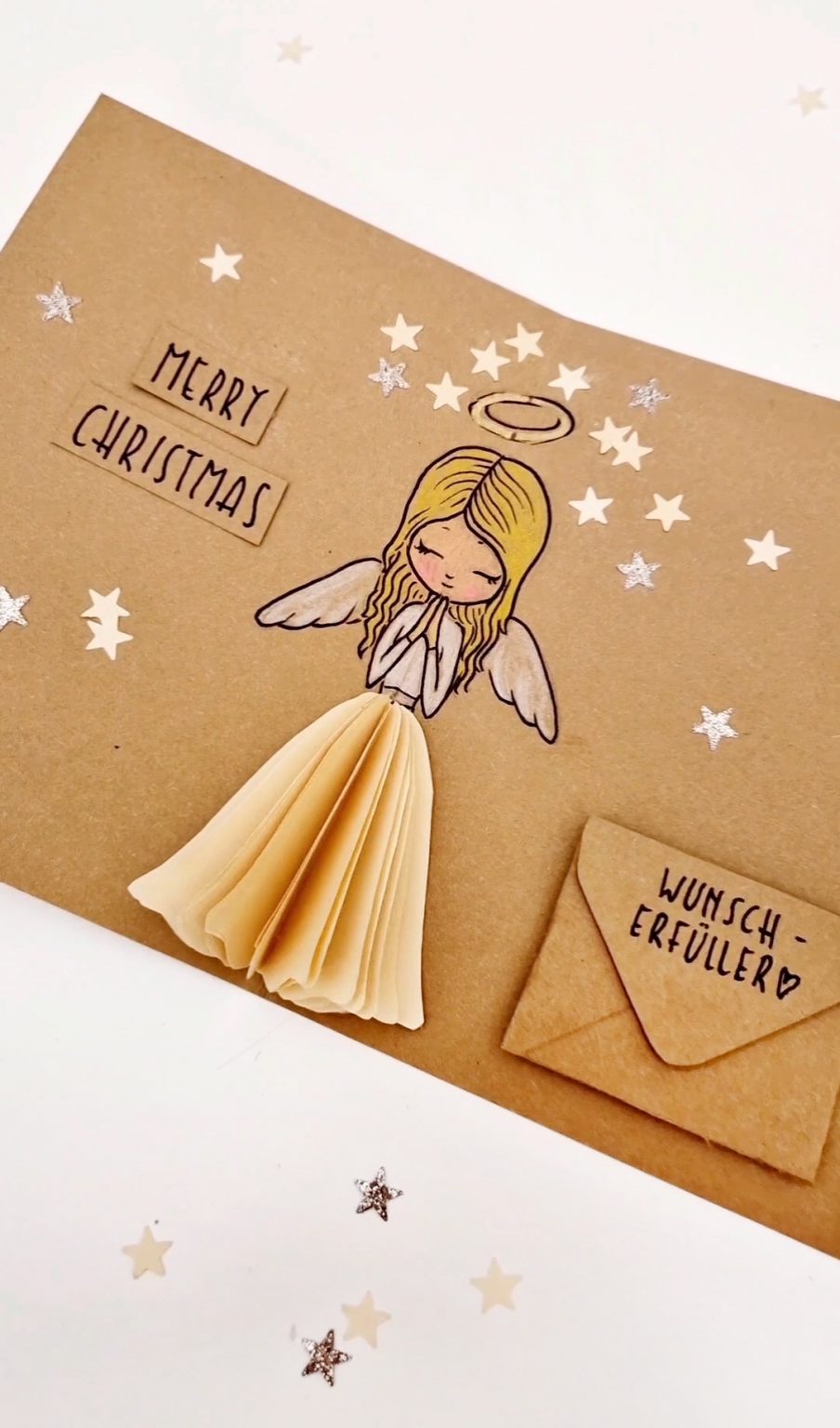 Engel-Karte zu Weihnachten basteln