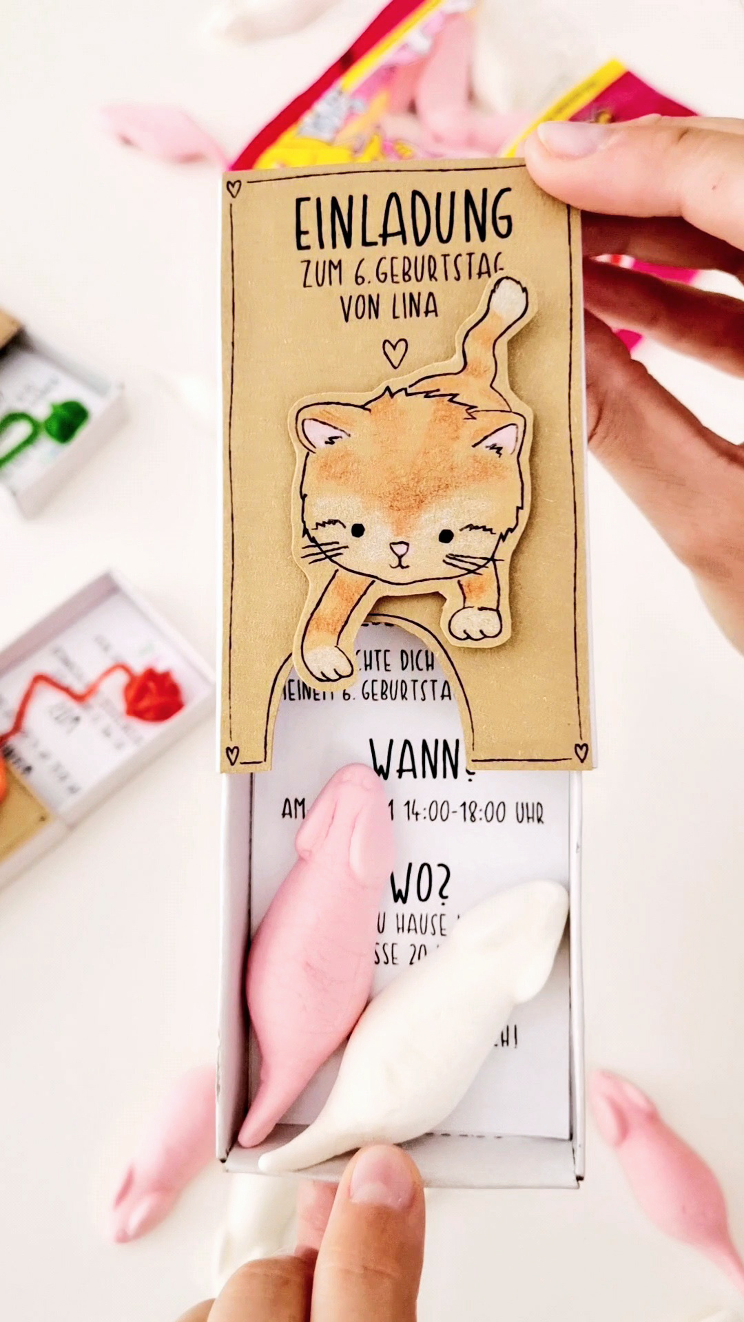 einladung Katze basteln